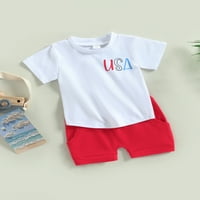 4. srpnja odjeća za dječake s printom zastave, majice kratkih rukava i kratke hlače, ljetna odjeća za Dan neovisnosti
