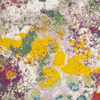 Akvarel apstraktni tepih u boji, svijetlozelena ruža, 2 '7 5'