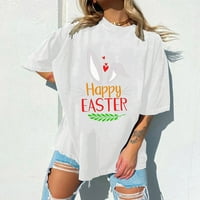 Ženska ležerna majica s okruglim vratom s uskrsnim printom, labavi vrhovi kratkih rukava, slatka smiješna bluza
