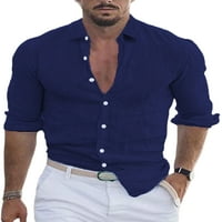 Capreze muške košulje bluze za vrat dugih rukava s dugim rukavima Slim fit majica gumb dolje majica ljubičasta