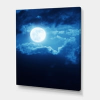 Noć punog mjeseca u oblačnom nebu III Slikanje platna Art Print