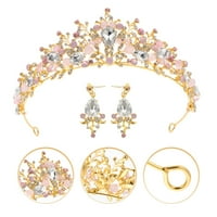 1set Mlad Crown Naušnice Kit Crystal String Bead Inlaid Crown Crown traka za glavu