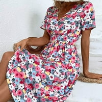 Plus size ljetna Ženska haljina s izrezom u obliku slova U i kratkim rukavima, Mini sundress na plaži u boemskom