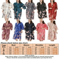 Haljina Na vezanje za žene, svilene spavaćice za žene, kimono s printom, haljina s izrezom u obliku slova a,Mornarsko