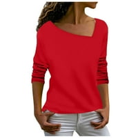 Ženska majica s bluzom na rasprodaji modni casual jednobojni gornji dio s nepravilnim izrezom u obliku slova U
