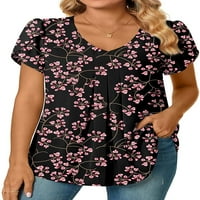 Ženske elegantne šifonske bluze, majice s kratkim rukavima u obliku latica, vrhovi, ljetne Ležerne majice s nabranim