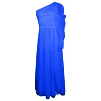 Ženske maksi haljine dugih rukava ležerna jednobojna ljetna haljina A kroja s okruglim vratom plava 3 inča