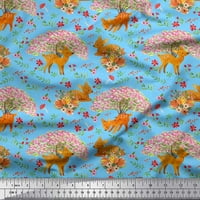 Pamučna Poplin tkanina U obliku drveta, cvijeća i jelena širokog dvorišta