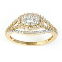 Imperial 10k žuto zlato ct tw dijamantski klaster halo podijeljeni zaručnički prsten