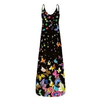 Ljetne haljine za žene, opuštene Ležerne ljetne haljine s cvjetnim printom, Haljina Bez rukava s džepovima i okruglim