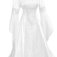 Modna haljina s dugim rukavima, duga Ženska haljina do poda s kapuljačom, ženski vrhovi u bijeloj boji