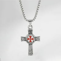 Klasični Viteški križ Templara Privjesak Ogrlica za muškarce žene Retro jednostavan križ 10 K ogrlica od bijelog