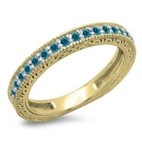 Kolekcija DazzlingRock 0. Carat 14K okrugli plavi dijamantski mlinar za vjenčanje CT, žuto zlato, veličina 7