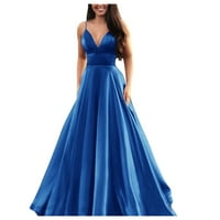 Haljine za žene, ljetna večernja haljina Bez rukava s naramenicama u obliku slova a, modna jednobojna plava haljina