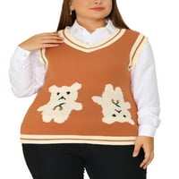 Agnes Orinda Women's Plus Size V vrat za džemper za medvjed s rukom bez rukava