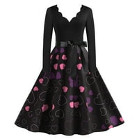 Ženska haljina Ženska Moda ležerna haljina za Valentinovo uklopljena s printom veliki rub dugi rukav crna 2 inča