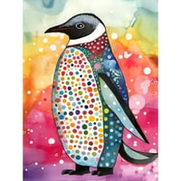 Slatki raznobojni plakat pingvina u narodnom stilu bez okvira za zidnu umjetnost u NHS-u