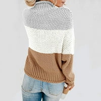 Idoravan džemperi za žene jeseni zazor zima žene pletene boje podudaranje u boji okrugli vrat labavi ležerni džemper
