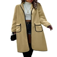Ženski Jednobojni kaputi s otvorenim prednjim dijelom, jednobojna gornja odjeća s reverima, zimski kardigan s