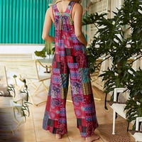 Cotonie Womens modni etnički stil patchwork vintage tiskani gumbi zabluda za suspendiranje