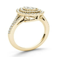 Imperial 1 2CT TDW Diamond 14K žuti zlatni oblik kruške klastera Halo zaručnički prsten