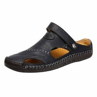 Muške sandale s kožnim remenom klizne sandale neklizajuće Ležerne ljetne cipele crna Veličina 46