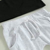 Ljetni setovi odjeće za dječake, crni vrhovi kratkih rukava s printom slova + sive hlače