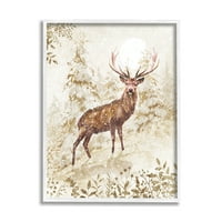 Stupell Industries Elk snježna šuma Svečana slika u bijelom okviru umjetnički tisak zidna umjetnost