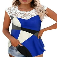 LuxPlum Ladies Tank Tops Ekida Neck Summer Top ColorBlock majice mekane majice plaže bluza ljubičasta 4xl