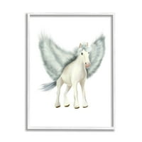 Stupell Industries mitsko Pegasus stvorenje leteći konji fantasy slikanje slika bijela uokvirena umjetnička print