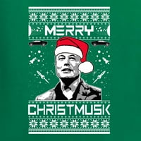 Wild Bobby, veseli Christmusk Smiješan Elon Musk meme ružni božićni džemper žene Slim Fit Junior Tee, Kelly, Medium