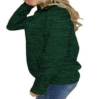 Seksi plesne žene casual stol za ovratnik dukvica dugih rukava četvrt zip pulover vrhovi s džepovima
