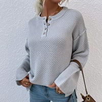 Rasprodaja Ženski džemper jednobojni casual osnovni pulover s okruglim vratom s dugim rukavima Duksevi tunika