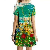Ženska boho ljetna Midi haljina s cvjetnim printom, ležerna boho haljina s dubokim dekolteom, Kratki rukav, rub