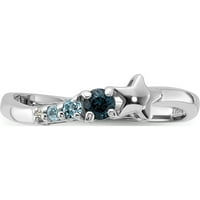 Prsten od sterling srebra s Rodijumskim i plavim Topaznim prstenom veličine prstena - prstenasti prsten