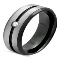 Muški crno-bijeli prsten od nehrđajućeg čelika s dijamantnim naglaskom