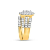 Čvrsto žuto zlato od 14 karata, njegov i njezin okrugli dijamantni grozd koji odgovara paru od tri prstena, vjenčani