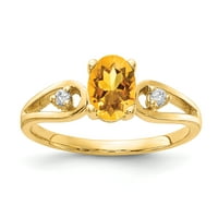 Prsten od žutog zlata od 7 karata, ovalni citrin i dijamant od 7 karata