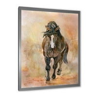 DesignArt 'Apstraktni portret lijepog kestena konja I' Farmhouse uokvireni umjetnički tisak