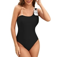 Kupaći kostimi za žene s kontrolom trbuha, remen s jednim ramenom, Višebojni trokutasti kupaći kostim