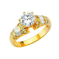 Zaručnički prsten od punog žutog zlata od 14 karata s kubičnim cirkonijem, veličine 7,5
