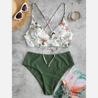Tankini kupaći kostimi za žene ženski odvojeni kompleti s cvjetnim printom Plus size odjeća za plažu kupaći kostim
