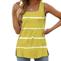 Ženske košulje, Žuta Ženska ljetna majica s četvrtastim dekolteom, labavog kroja i ležernog stila.