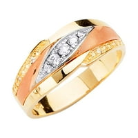 Jewels by lu 14K žuti bijeli i ružini zlatni prsten muški kubični cirkonia cz godišnjica vjenčanica trio set veličina