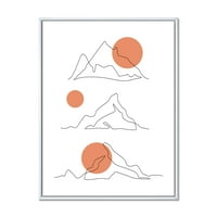 DesignArt 'Sažetak crvenih mjeseci s planinskim lancem' Moderno uokvireno platno zidno umjetnički tisak