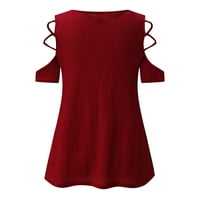 Ženske majice, Ženske modne majice s izrezom i kratkim rukavima u obliku slova u, jednobojne pletene majice širokog