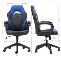Uredske stolice ergonomska okretna kožna računalna stolica s visokim leđima, crno -plava