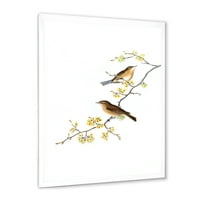 Dizajnirati 'male ptice koje sjede na granama drveća ii' Tradicionalni uokvireni umjetnički tisak