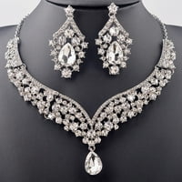 Elegantan kristalni svadbeni nakit set s rhinestones ogrlica naušnice za zabavu vjenčanje djeveruša Djevojka