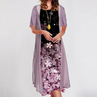 Ženske haljine Plus size rasprodaja ženska ležerna haljina s cvjetnim printom s rukavima jednobojni dvodijelni